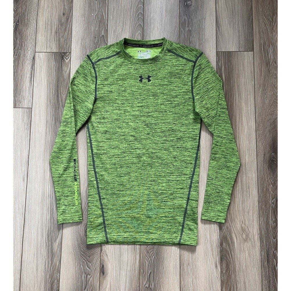 Under Armour ColdGear Green Compression Long Sleeve Tee Mens Size Small Workout